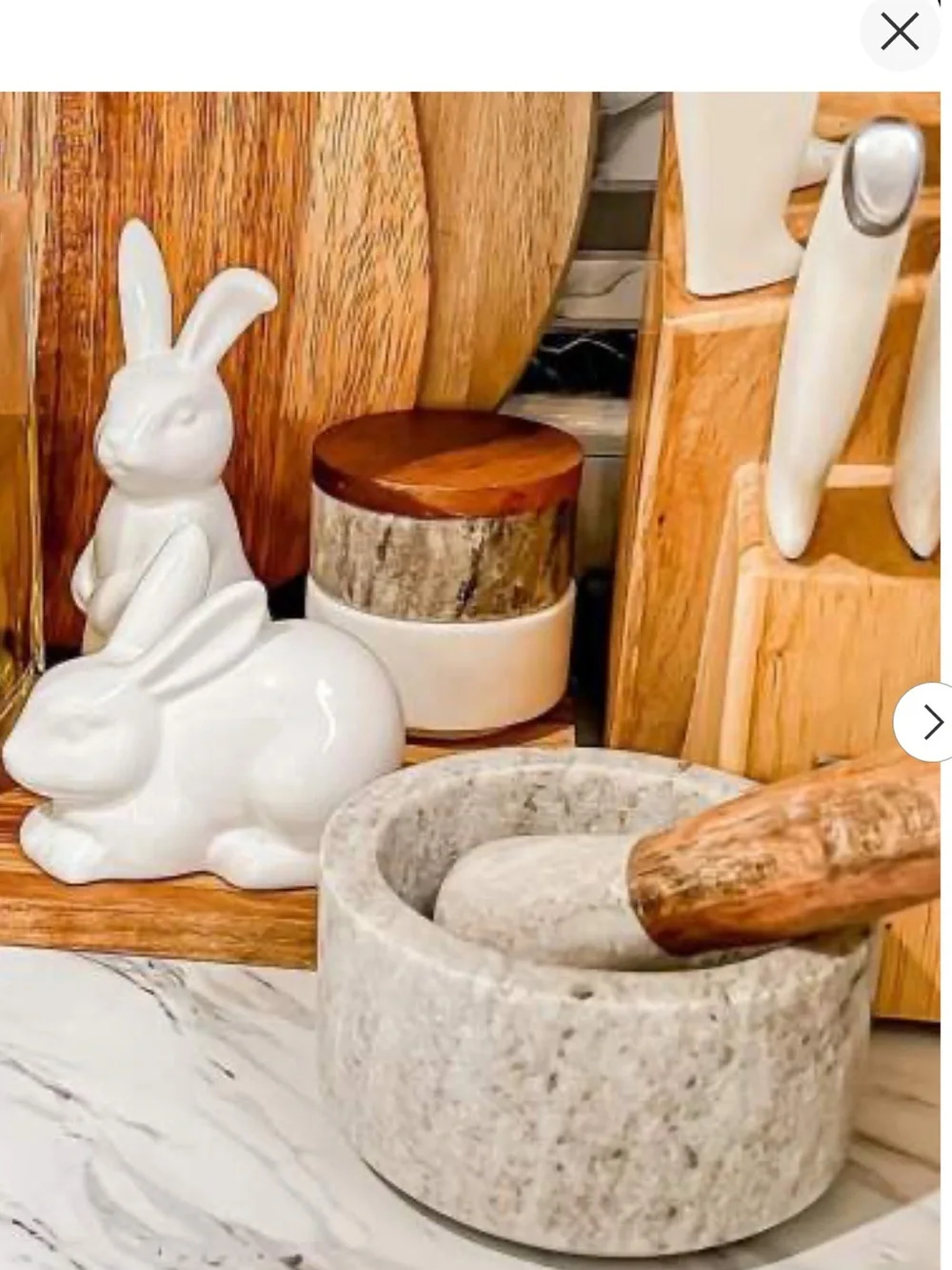 NWT Hearth & Hand 2pc Marble & Wood Mortar and Pestle Set Warm Gray